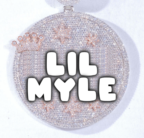 CUSTOM LETTER NECKLACE 3D BIG CROWN DISC