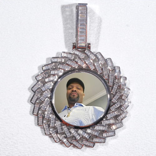 Large 3D Baguette Custom Picture Pendant