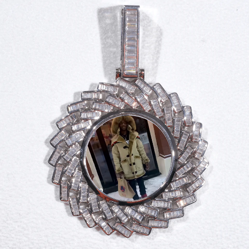 Large 3D Baguette Custom Picture Pendant