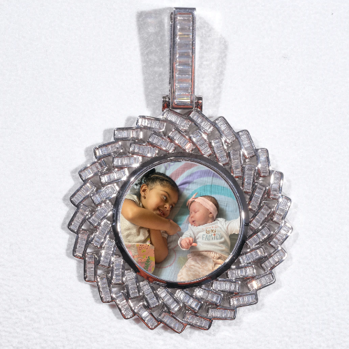 Large 3D Baguette Custom Picture Pendant