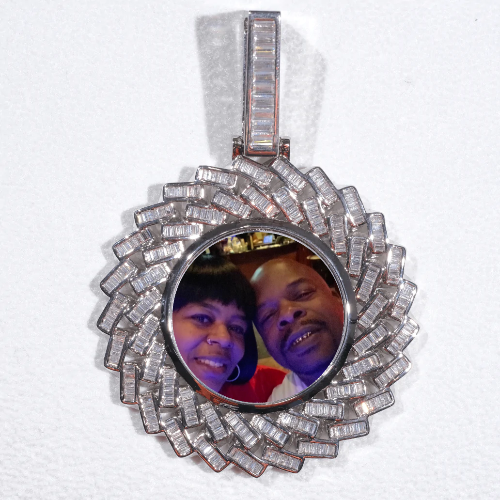 Large 3D Baguette Custom Picture Pendant