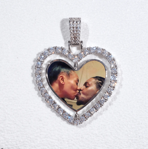3D Spinning 2-Faced Heart Custom Picture Pendant