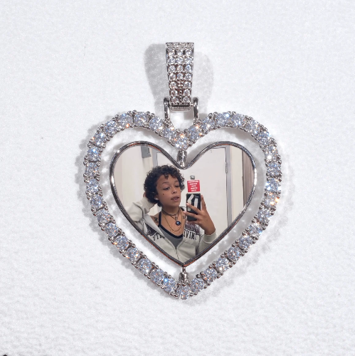 3D Spinning 2-Faced Heart Custom Picture Pendant