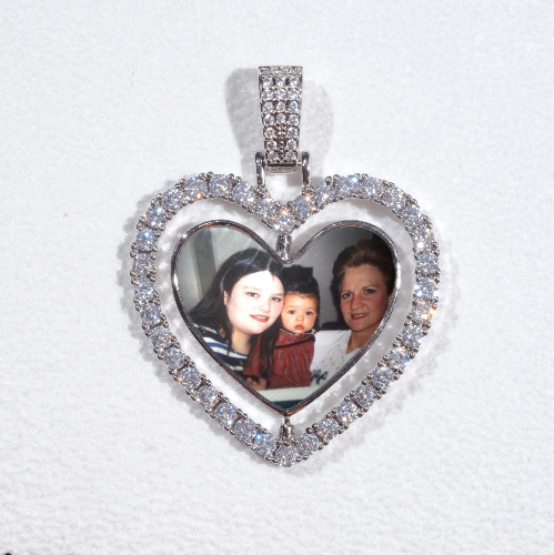 3D Spinning 2-Faced Heart Custom Picture Pendant
