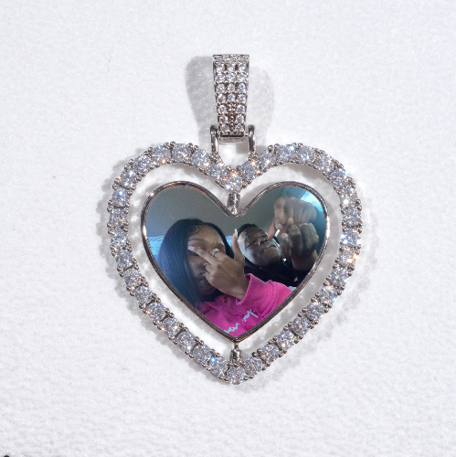 3D Spinning 2-Faced Heart Custom Picture Pendant