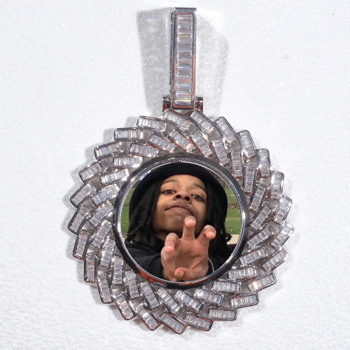 Large 3D Baguette Custom Picture Pendant