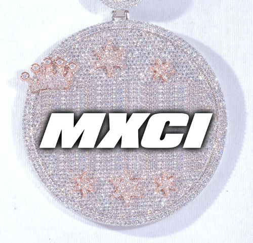 CUSTOM LETTER NECKLACE 3D BIG CROWN DISC