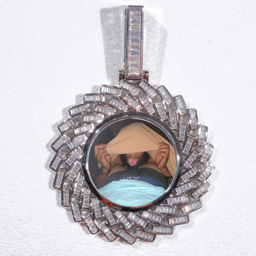 Large 3D Baguette Custom Picture Pendant