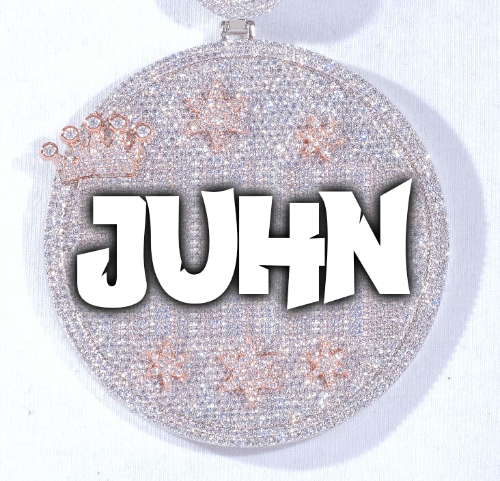 CUSTOM LETTER NECKLACE 3D BIG CROWN DISC