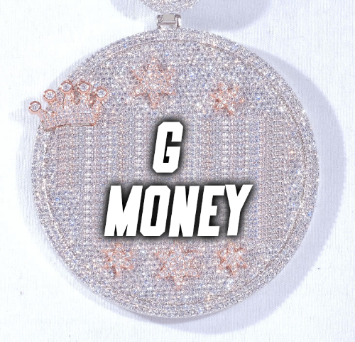CUSTOM LETTER NECKLACE 3D BIG CROWN DISC
