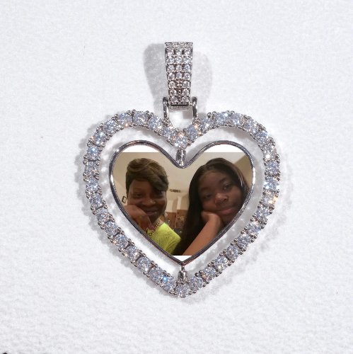 3D Spinning 2-Faced Heart Custom Picture Pendant