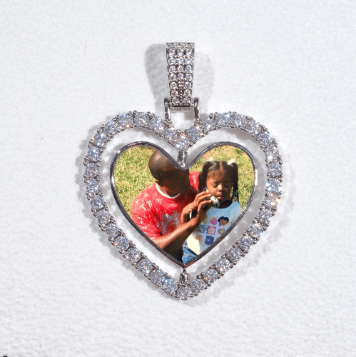 3D Spinning 2-Faced Heart Custom Picture Pendant