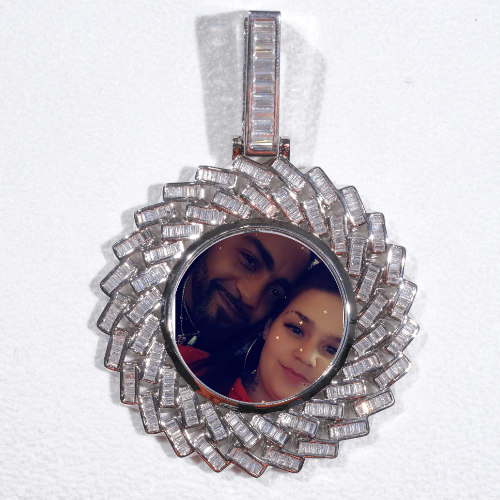 Large 3D Baguette Custom Picture Pendant