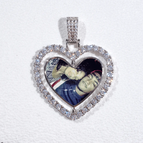 3D Spinning 2-Faced Heart Custom Picture Pendant