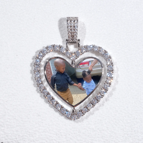 3D Spinning 2-Faced Heart Custom Picture Pendant