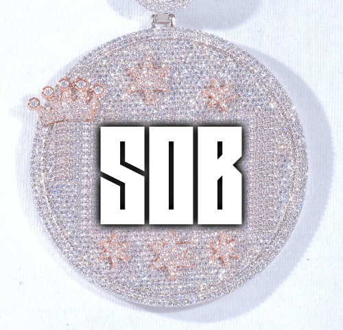 CUSTOM LETTER NECKLACE 3D BIG CROWN DISC