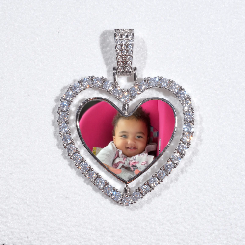 3D Spinning 2-Faced Heart Custom Picture Pendant