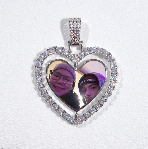 3D Spinning 2-Faced Heart Custom Picture Pendant