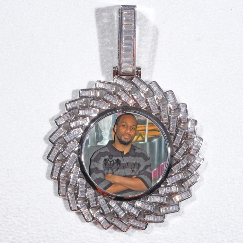 Large 3D Baguette Custom Picture Pendant