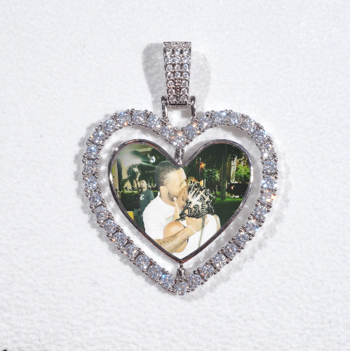 3D Spinning 2-Faced Heart Custom Picture Pendant