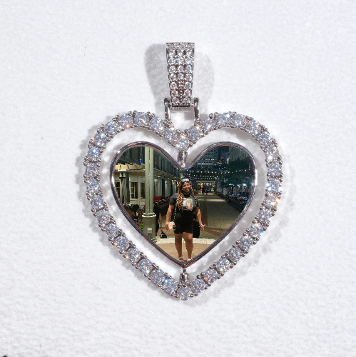 3D Spinning 2-Faced Heart Custom Picture Pendant