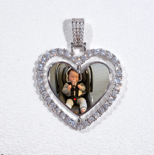3D Spinning 2-Faced Heart Custom Picture Pendant