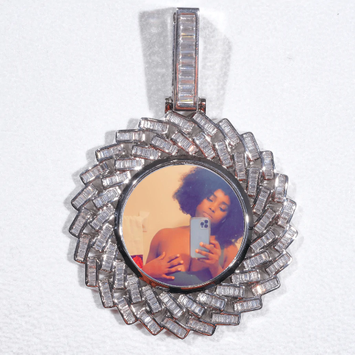 Large 3D Baguette Custom Picture Pendant