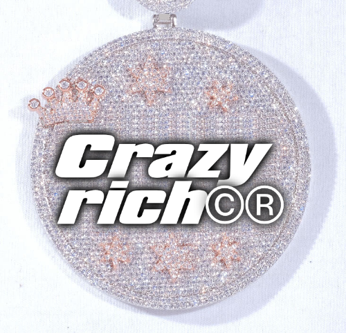 CUSTOM LETTER NECKLACE 3D BIG CROWN DISC