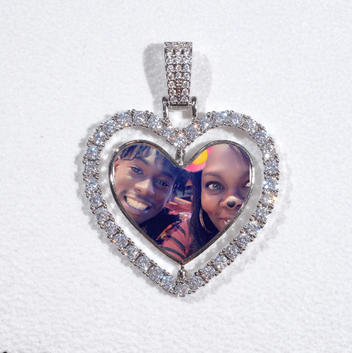 3D Spinning 2-Faced Heart Custom Picture Pendant
