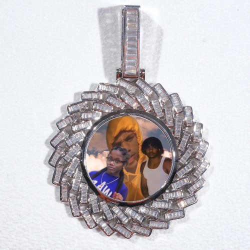 Large 3D Baguette Custom Picture Pendant