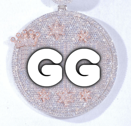 CUSTOM LETTER NECKLACE 3D BIG CROWN DISC