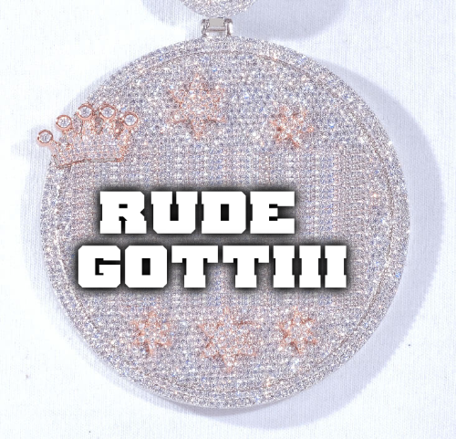 CUSTOM LETTER NECKLACE 3D BIG CROWN DISC