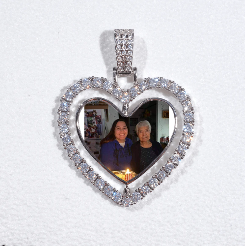 3D Spinning 2-Faced Heart Custom Picture Pendant