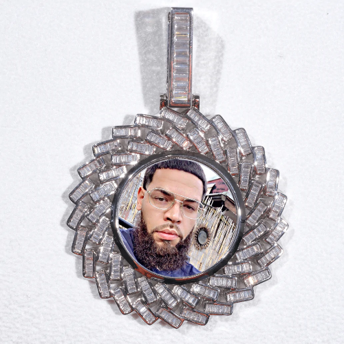 Large 3D Baguette Custom Picture Pendant