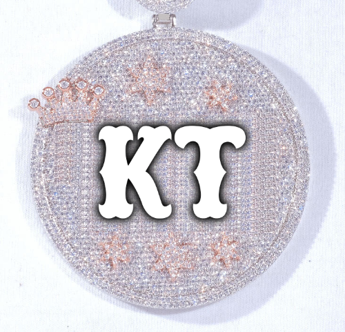 CUSTOM LETTER NECKLACE 3D BIG CROWN DISC