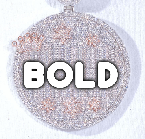 CUSTOM LETTER NECKLACE 3D BIG CROWN DISC