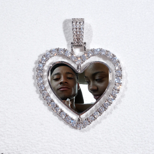 3D Spinning 2-Faced Heart Custom Picture Pendant