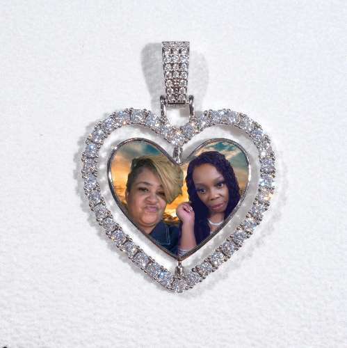3D Spinning 2-Faced Heart Custom Picture Pendant