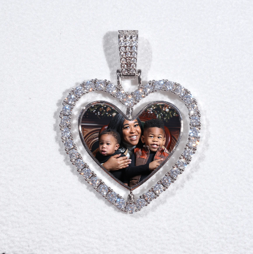 3D Spinning 2-Faced Heart Custom Picture Pendant