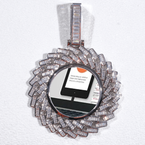 Large 3D Baguette Custom Picture Pendant
