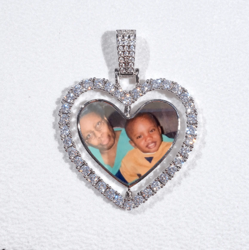 3D Spinning 2-Faced Heart Custom Picture Pendant