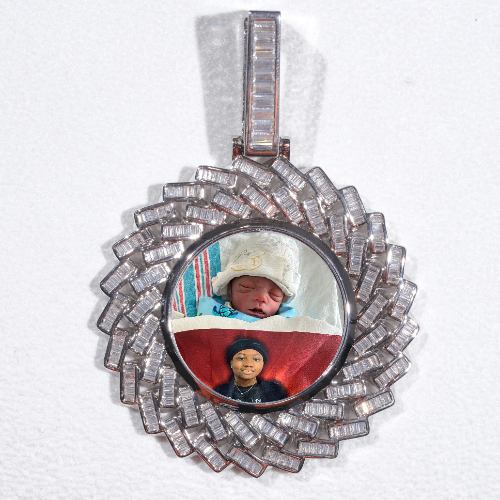 Large 3D Baguette Custom Picture Pendant