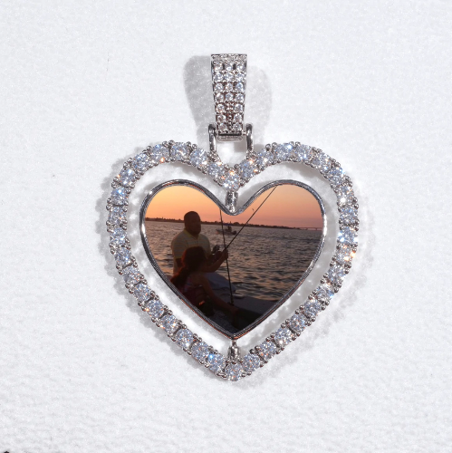 3D Spinning 2-Faced Heart Custom Picture Pendant