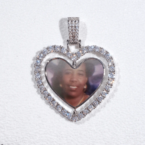 3D Spinning 2-Faced Heart Custom Picture Pendant