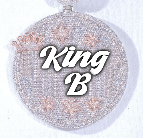 CUSTOM LETTER NECKLACE 3D BIG CROWN DISC