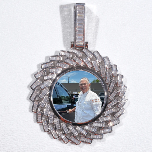 Large 3D Baguette Custom Picture Pendant