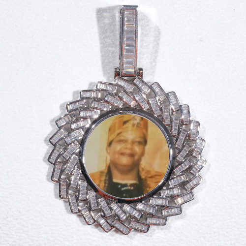 Large 3D Baguette Custom Picture Pendant