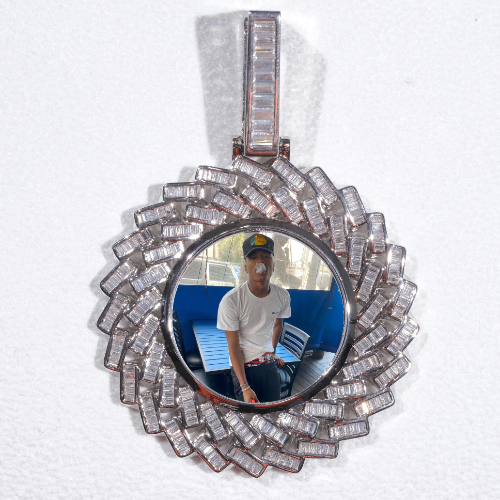 Large 3D Baguette Custom Picture Pendant