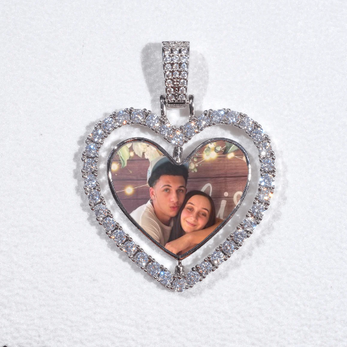 3D Spinning 2-Faced Heart Custom Picture Pendant