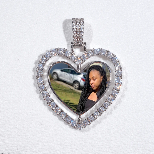 3D Spinning 2-Faced Heart Custom Picture Pendant